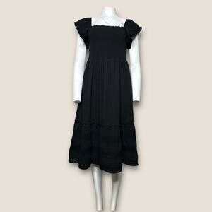 NWT | Bobi | Smocked Midi Dress | Black | Large